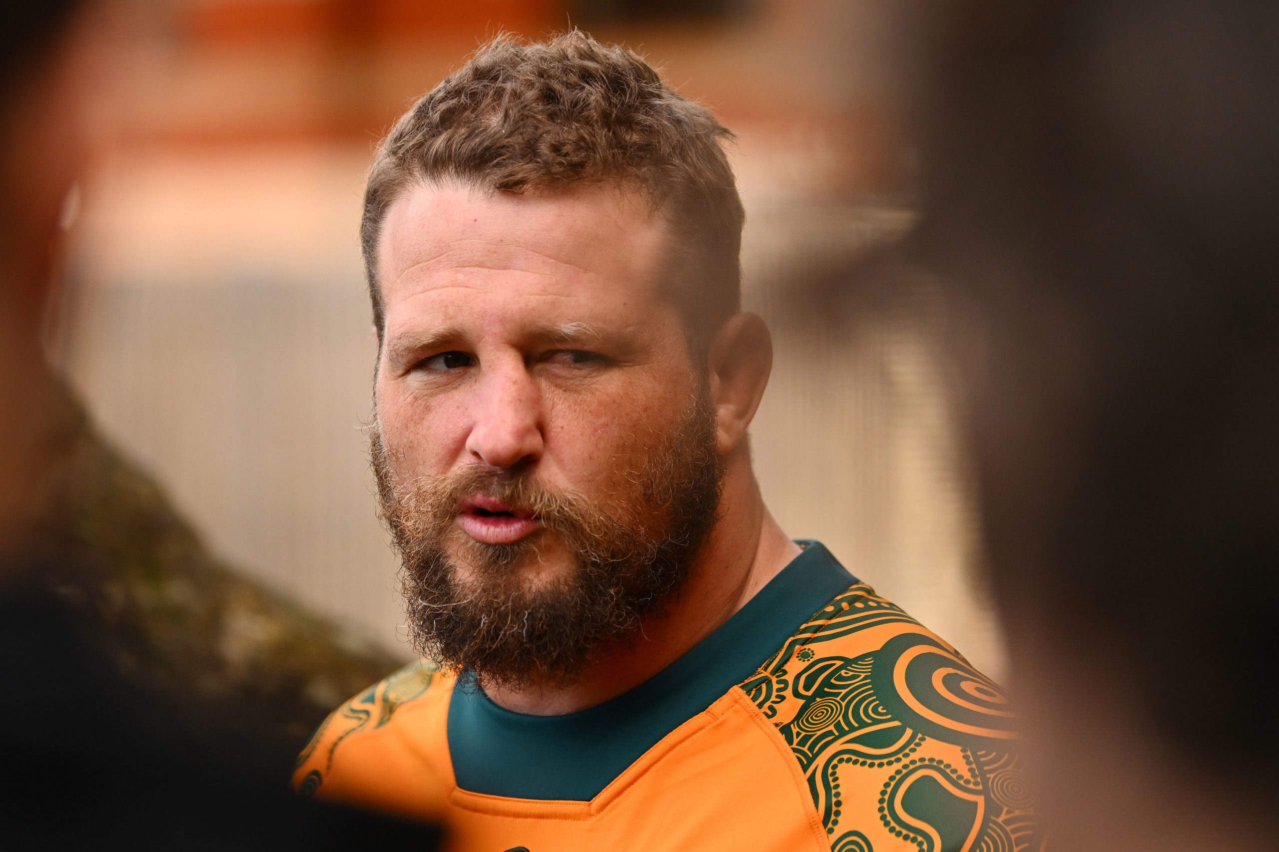 James Slipper of the Wallabies speaks to media at Birrarung Marr in Melbourne.