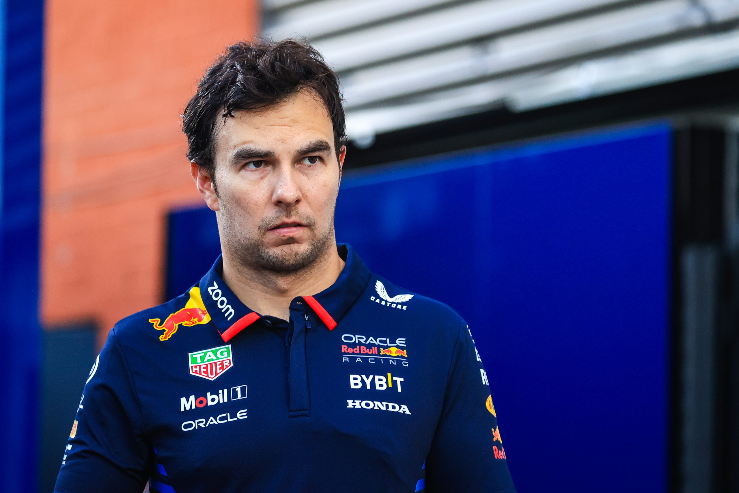 Sergio Perez of Mexico and Oracle Red Bull Racing leaving the FIA garage after the F1 Grand Prix of Belgium at Circuit de Spa-Francorchamps on July 28, 2024 in Spa, Belgium. (Photo by Jayce Illman/Getty Images)