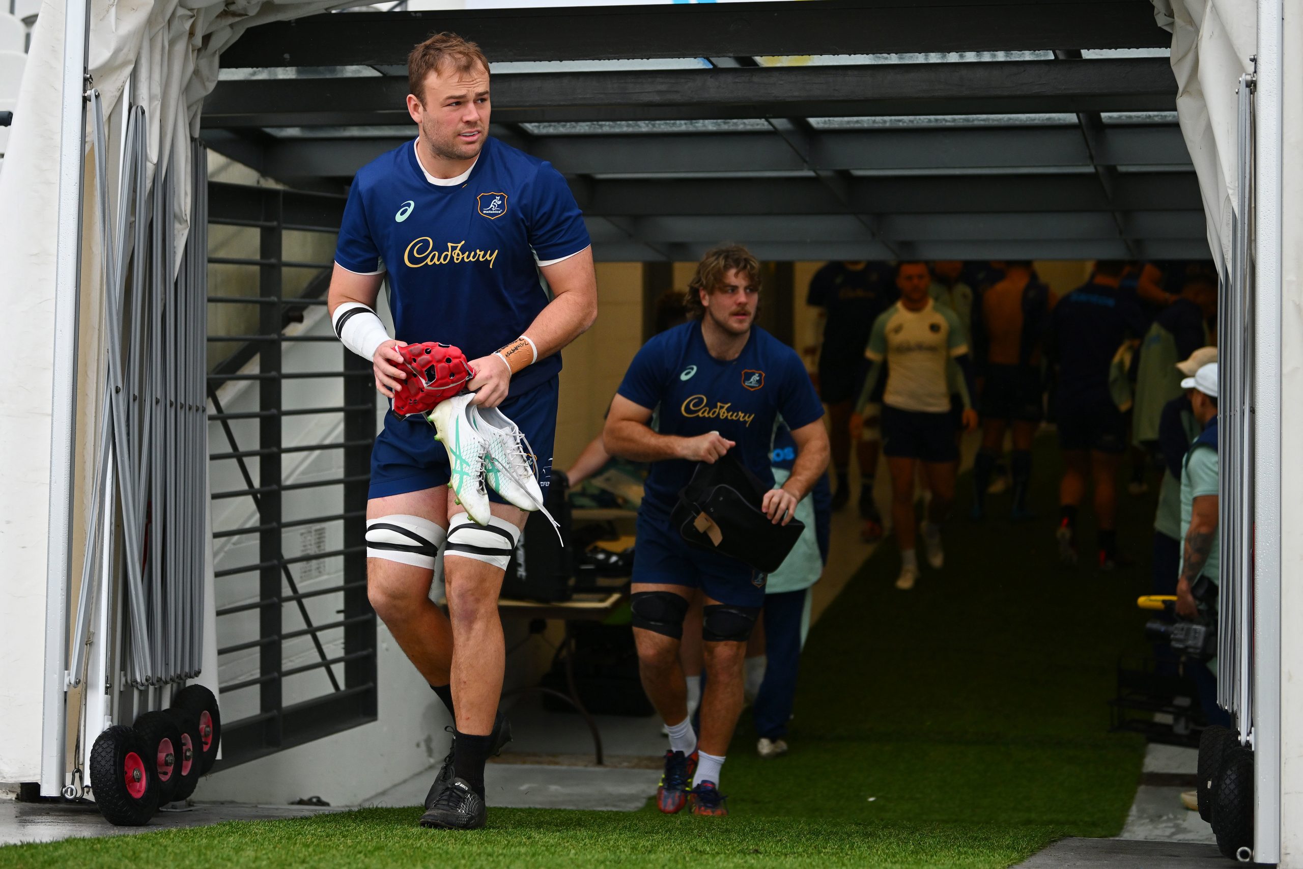 Harry Wilson of the Wallabies takes to the field to train at Lakeside Stadium.