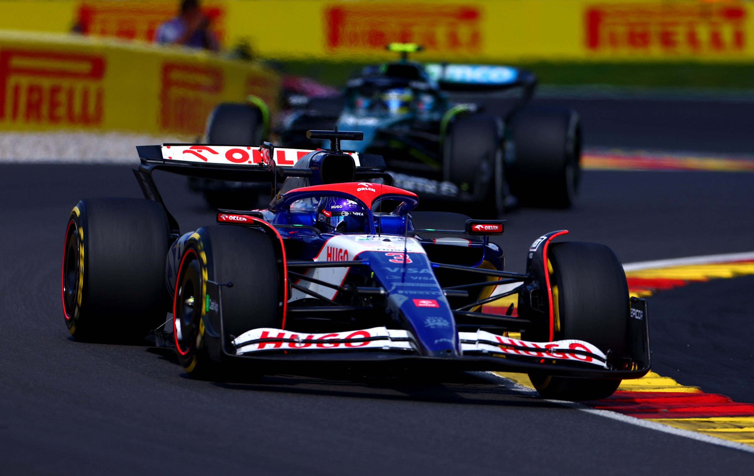 Daniel Ricciardo of Australia driving the (3) Visa Cash App RB VCARB 01 on track during the F1 Grand Prix of Belgium at Circuit de Spa-Francorchamps on July 28, 2024 in Spa, Belgium. (Photo by Dean Mouhtaropoulos/Getty Images)