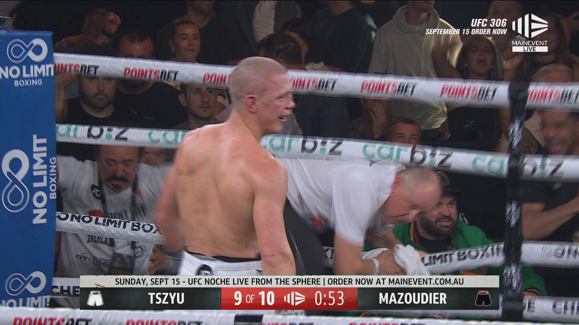 Nikita Tszyu reacts after defeating Koen Mazoudier at Sydney's ICC.