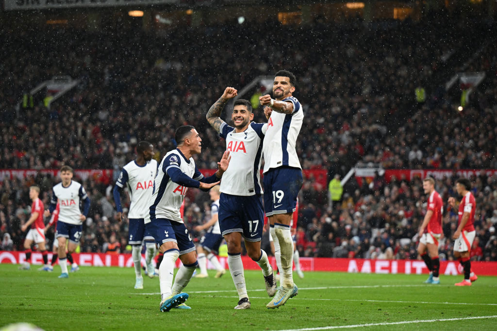 Dominic Solanke of Tottenham Hotspur celebrates scoring his team's third goal.