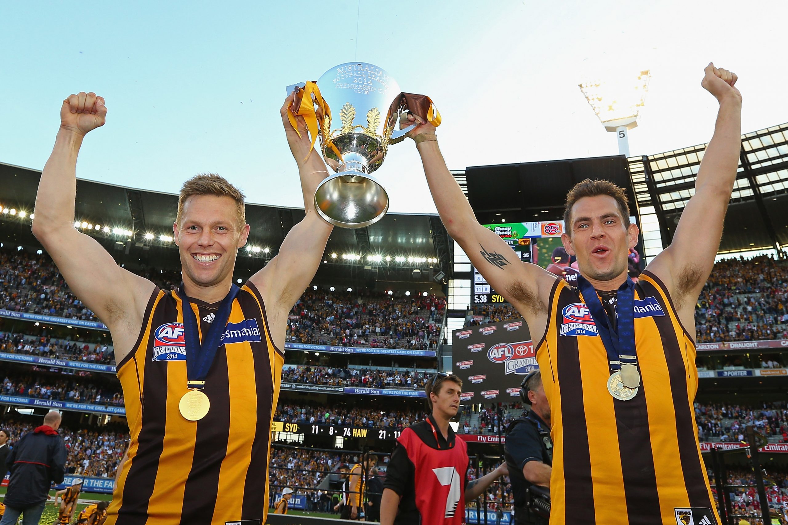 Sam Mitchell and Luke Hodge are premiership teammates.