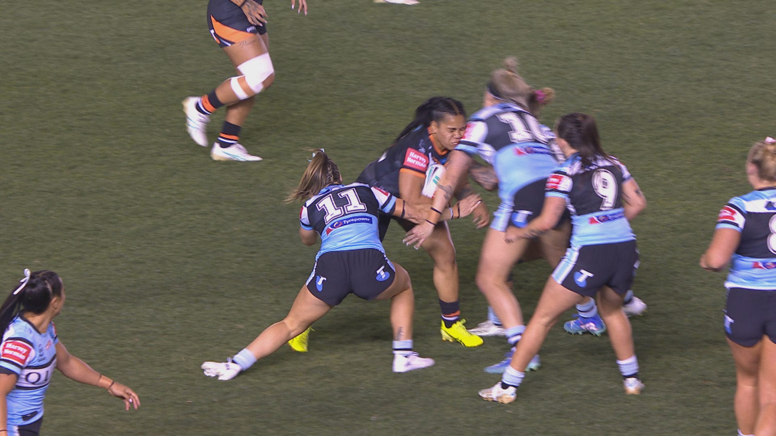 Holli Wheeler was sent for 10 in the bin after her shoulder found Sarah Togatuki's head