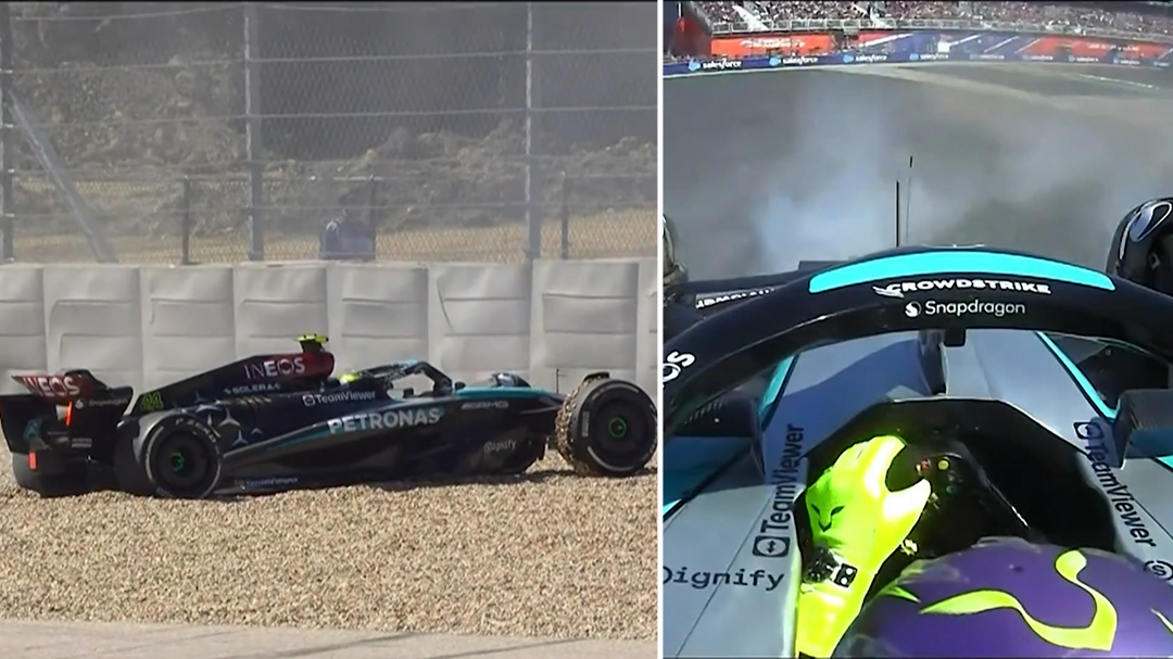 Hamilton spins into gravel