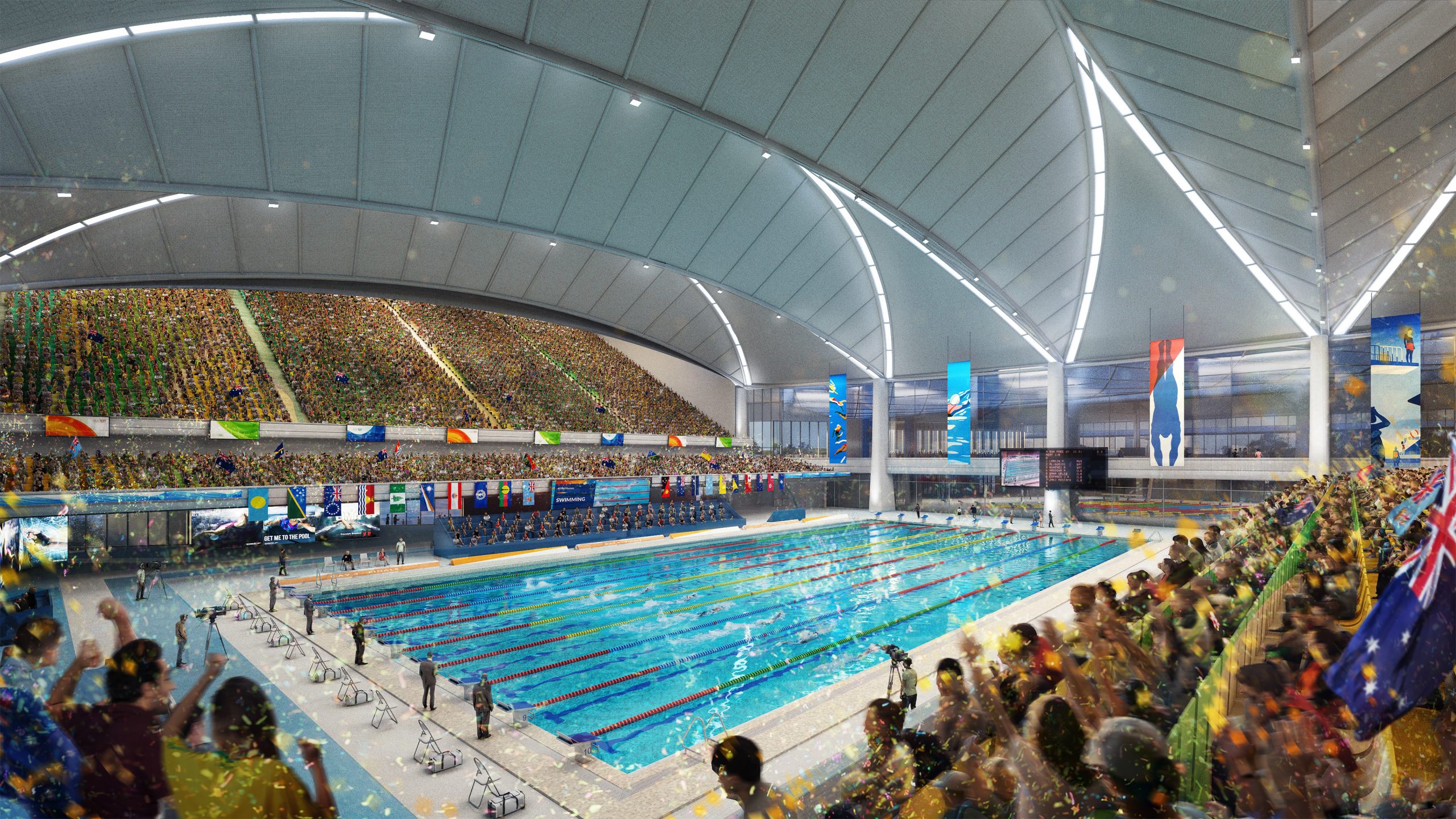 An inside look at the national aquatic centre, according to an artist's impression.