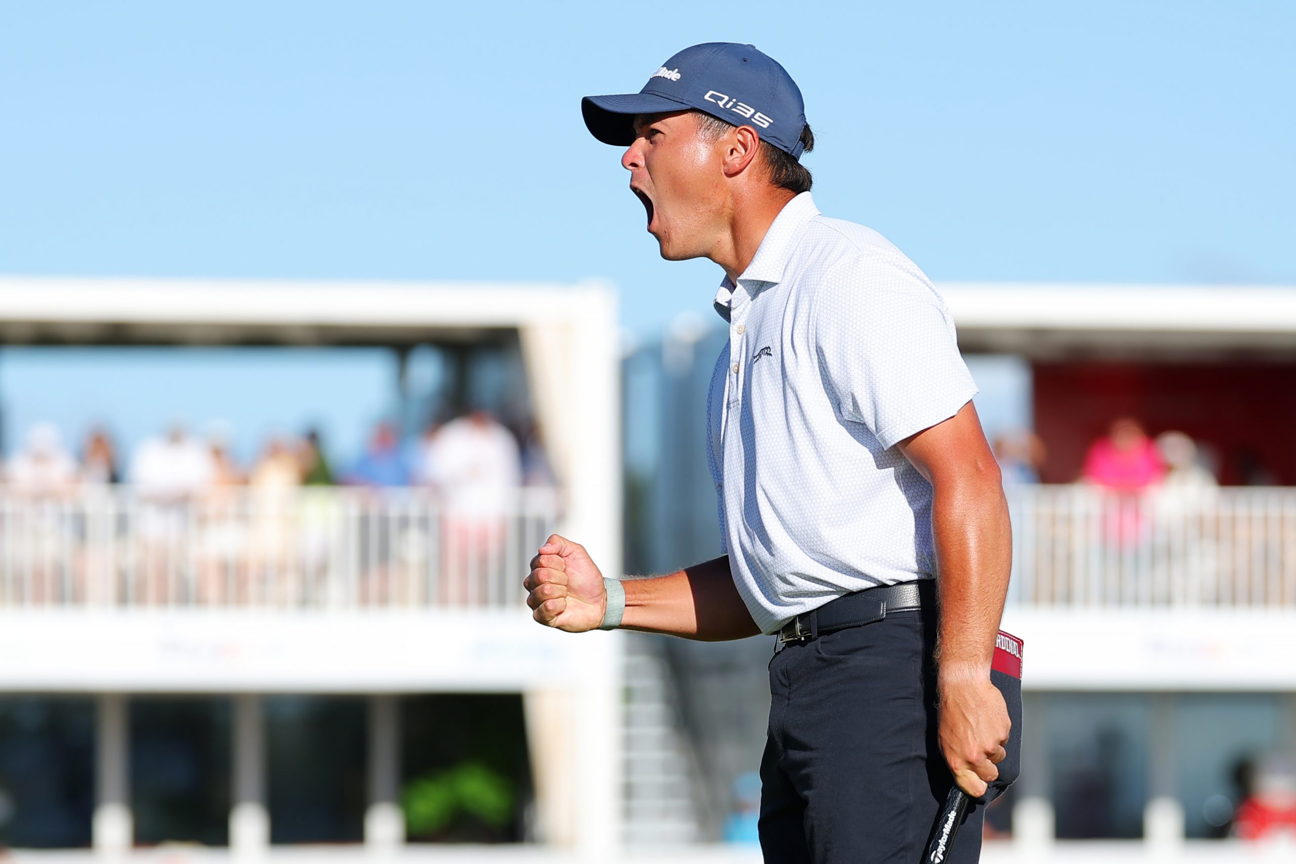 Karl Vilips of Australia celebrates after winning the Puerto Rico Open.
