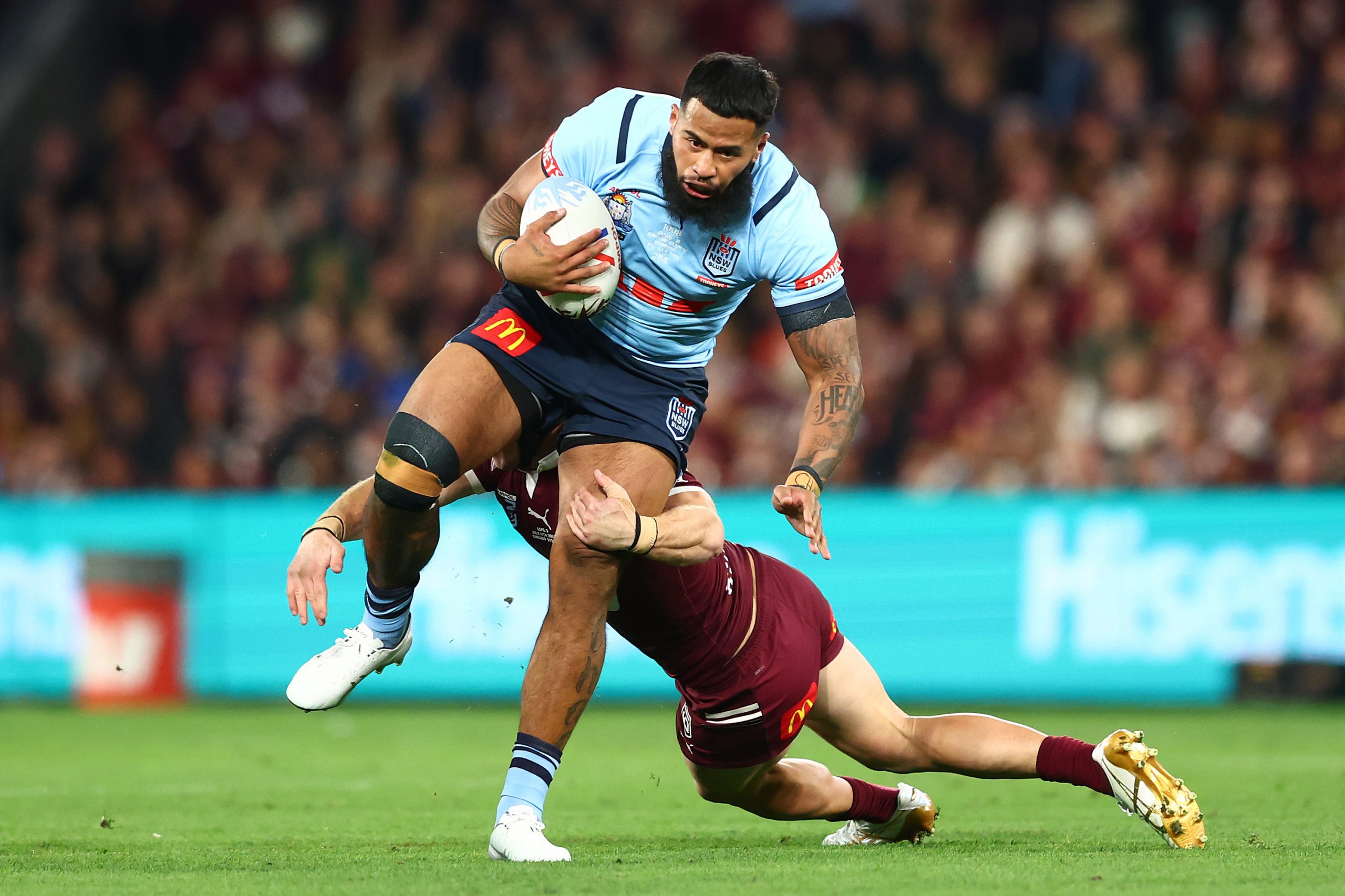 Payne Haas in action for NSW Blues.