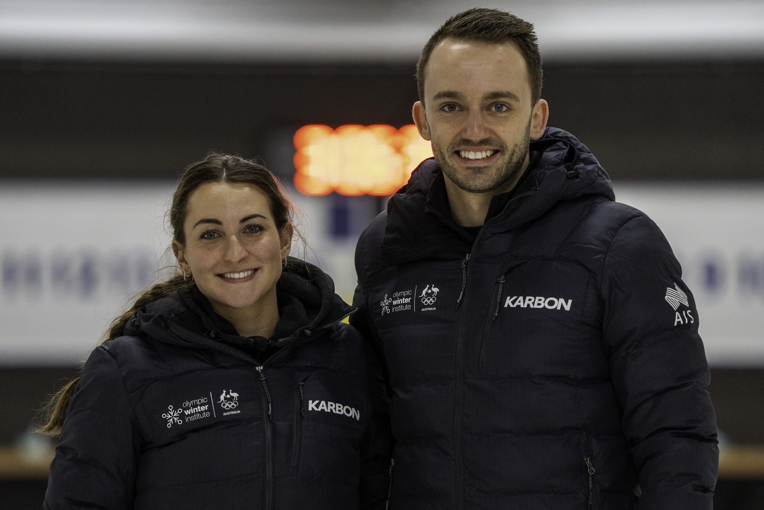 Australian curling duo Tahli Gill and Dean Hewitt pictured after winning world championship bronze in Canada in 2025.