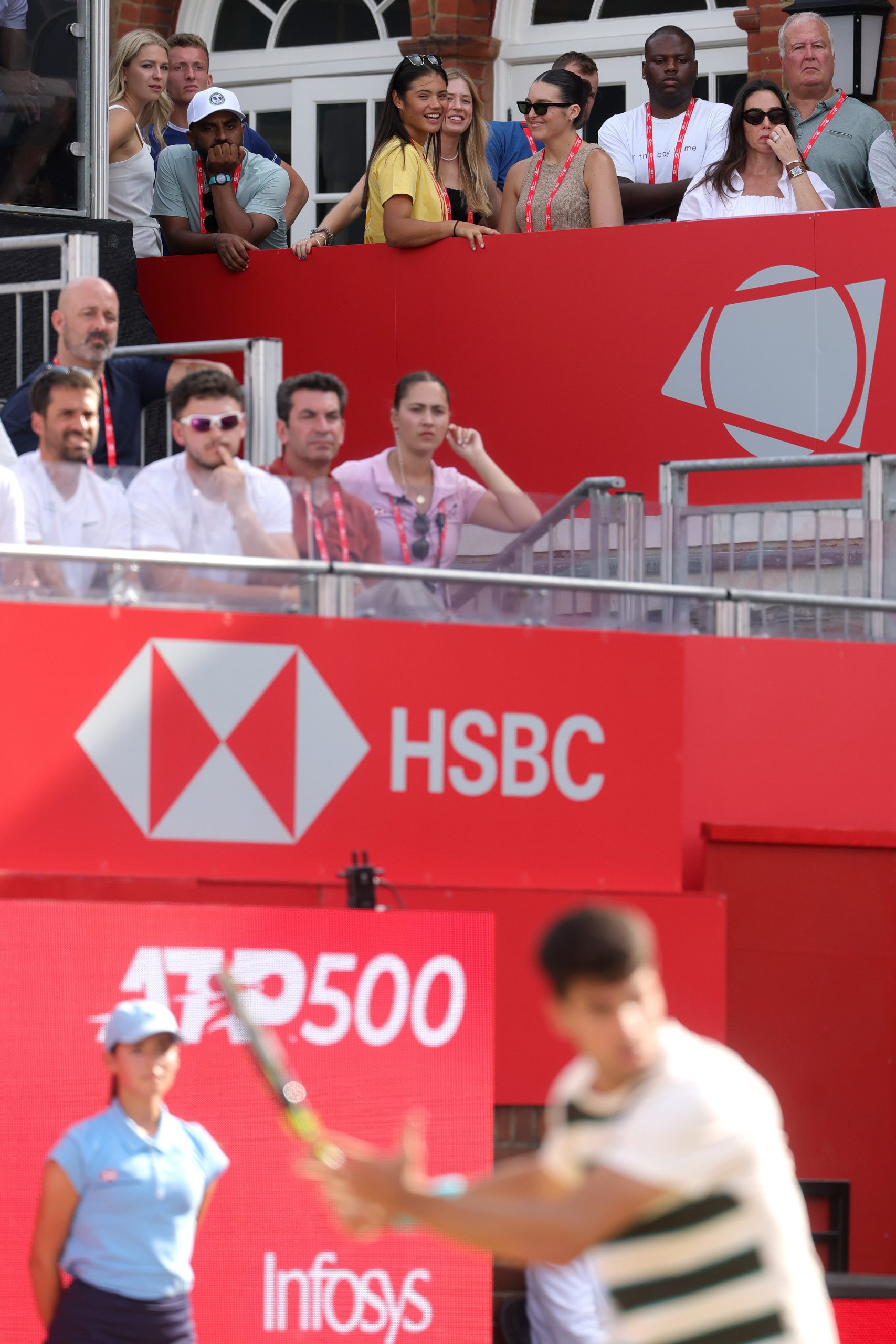 Emma Raducanu is seen watching one of Carlos Alcaraz's matches.