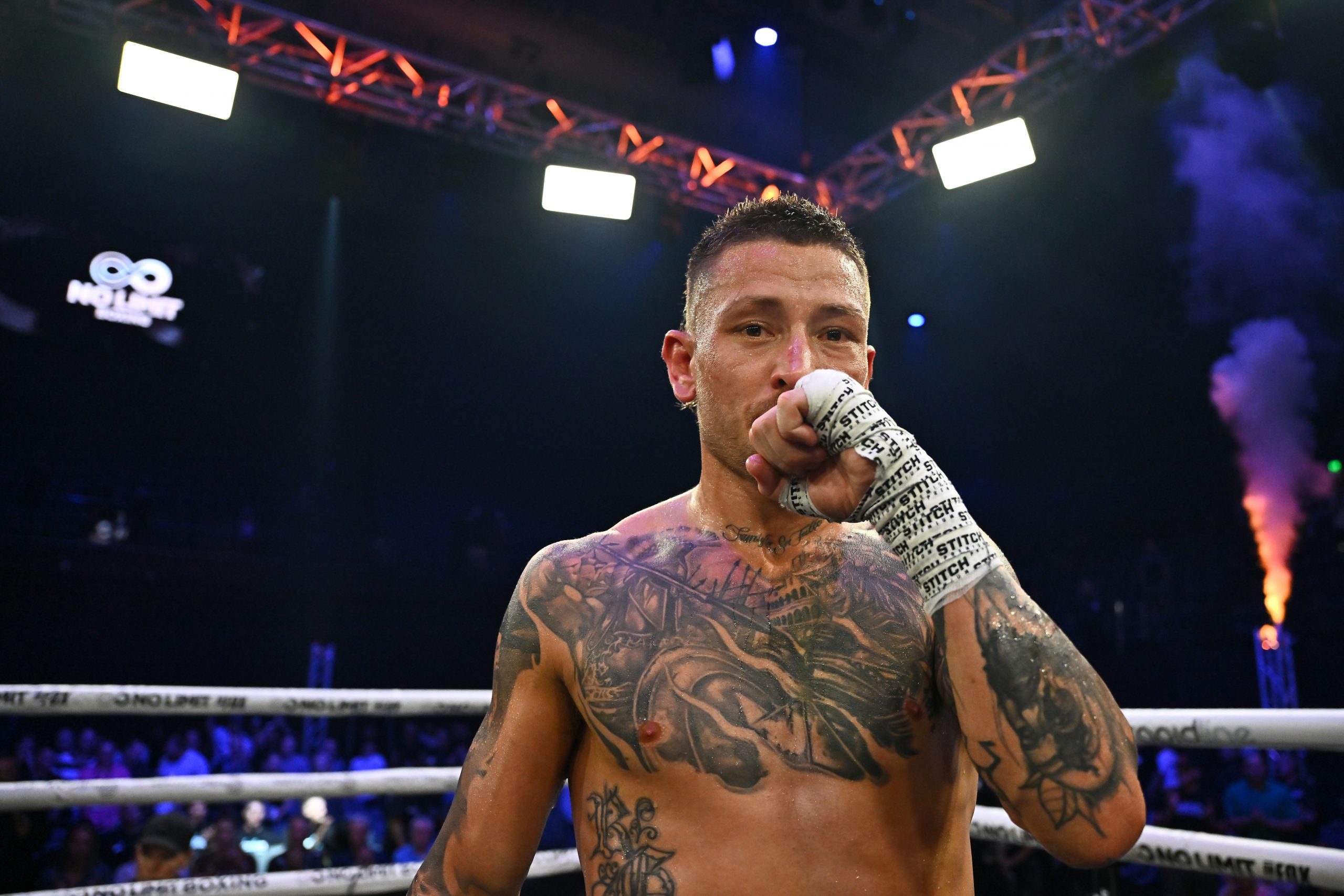 Liam Paro celebrates winning against Jonathan Navarro during their welterweight bout at Cairns Convention Centre on June 25, 2025 in Cairns, Australia. (Photo by Emily Barker/Getty Images for No Limit Boxing)