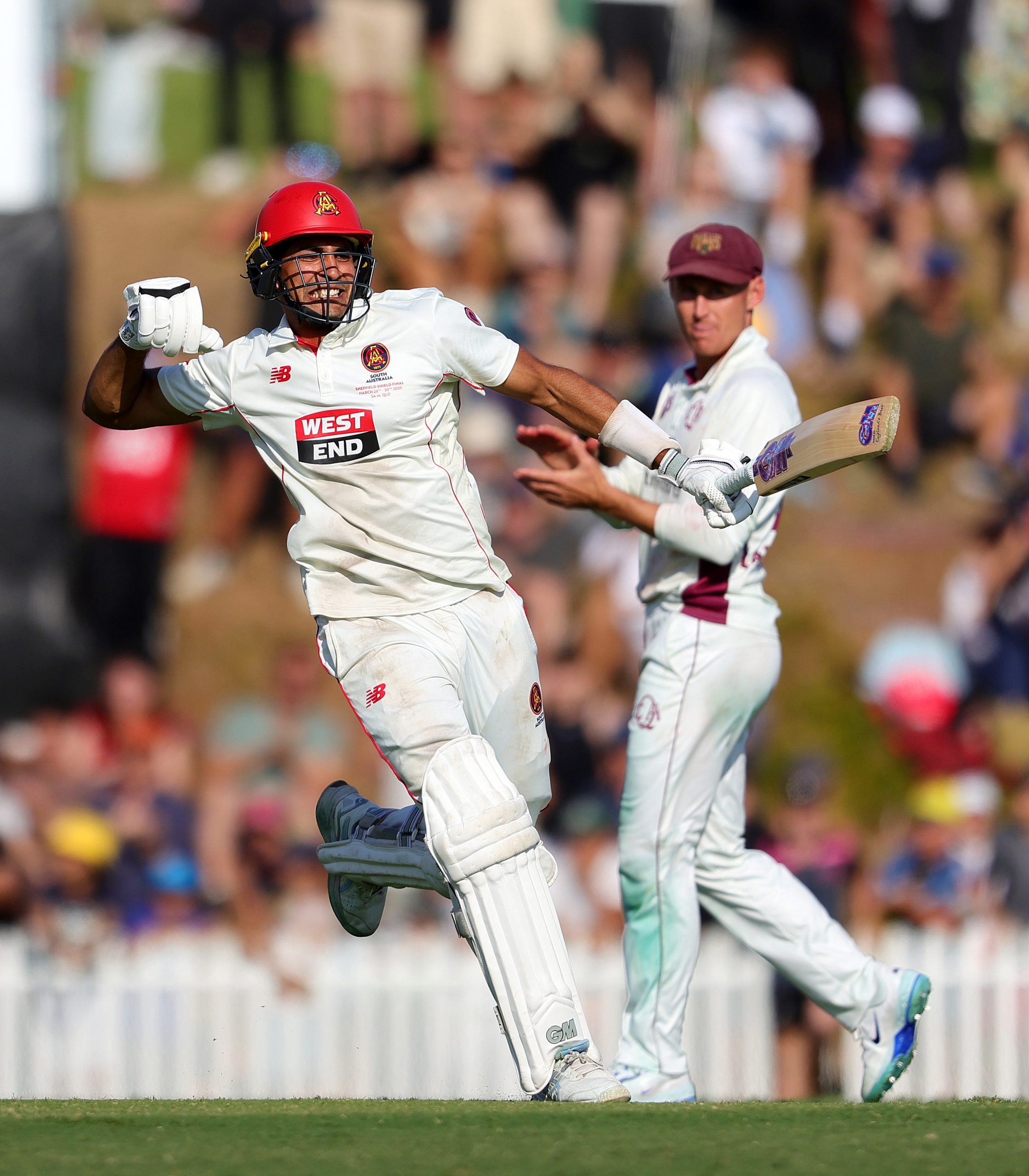 Jason Sangha after hitting the winning runs.