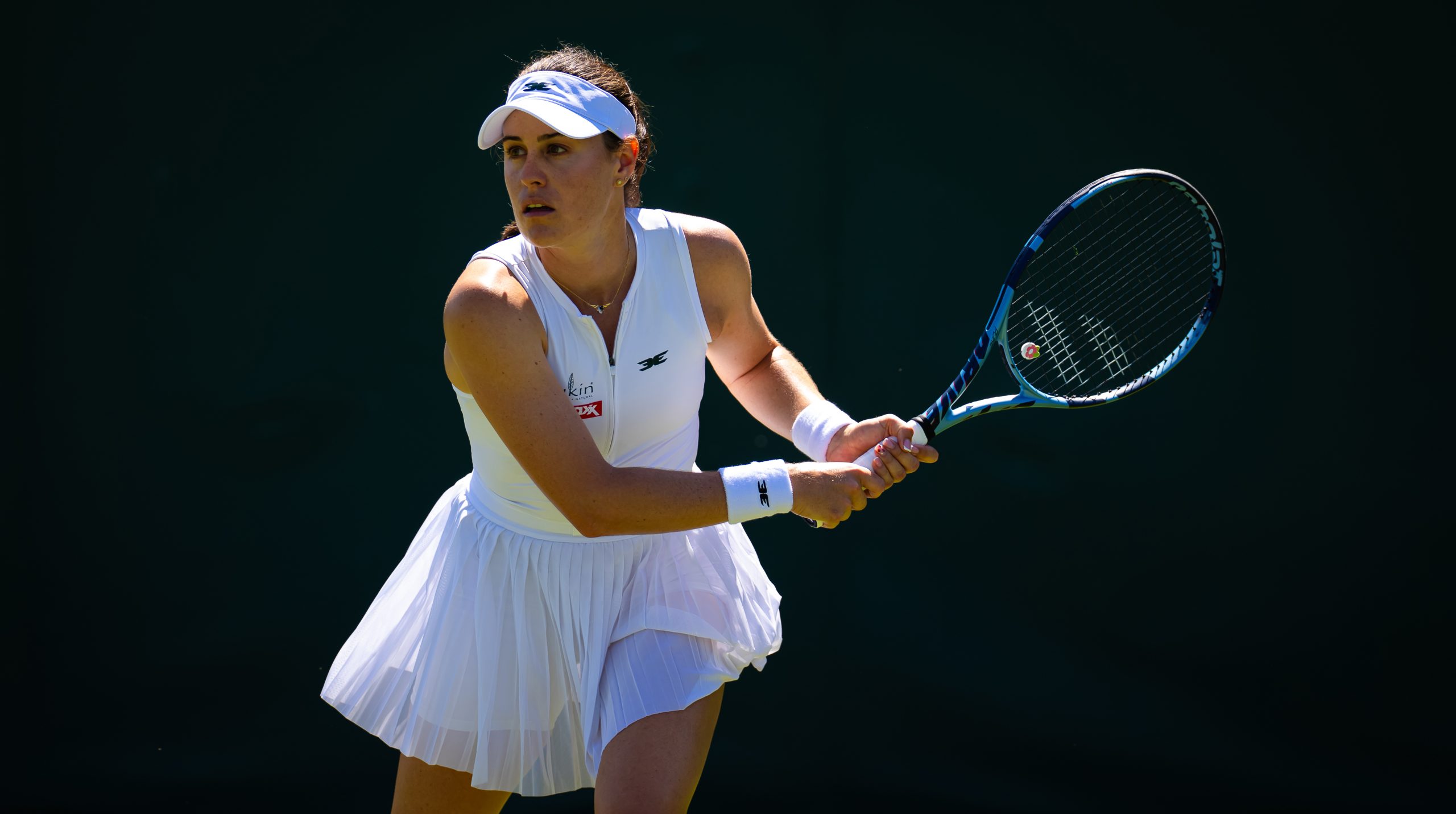 Kimberly Birrell of Australia in action against Donna Vekic of Croatia in the first round on Day One of The Championships Wimbledon 2025 at All England Lawn Tennis and Croquet Club on June 30, 2025 in London, England (Photo by Robert Prange/Getty Images)