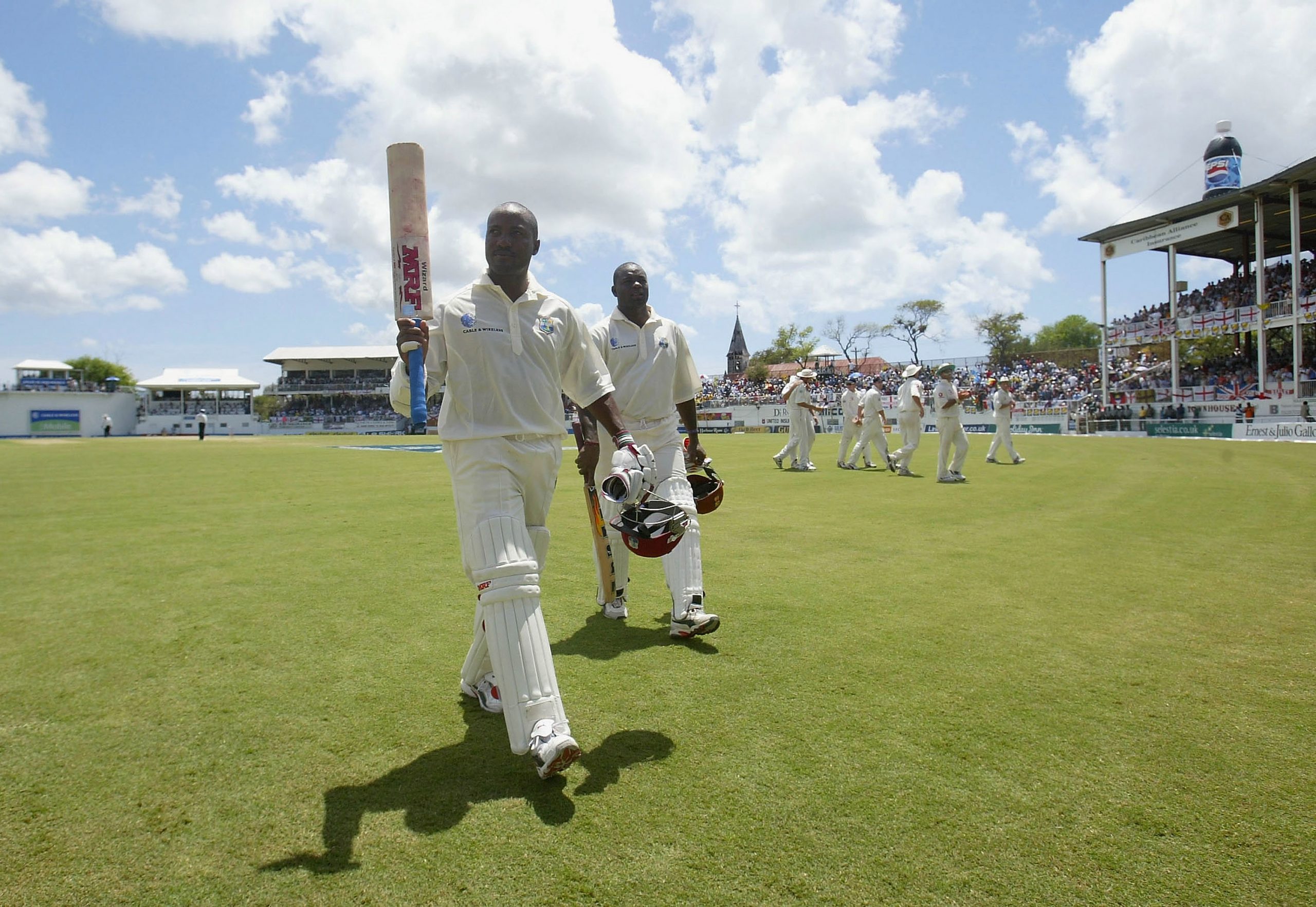 Brian Lara walks off after making 400 not out against England in Antigua in 2004, which remains the highest score in Test history.