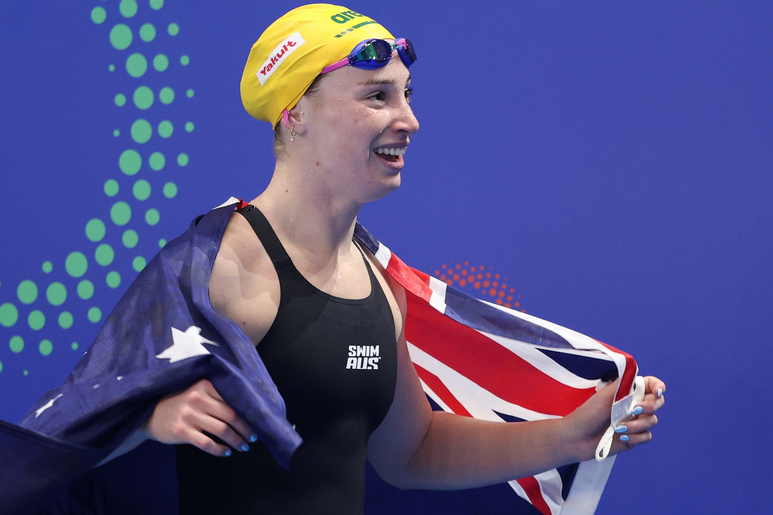 Mollie O'Callaghan after winning gold in the women's 200m freestyle.