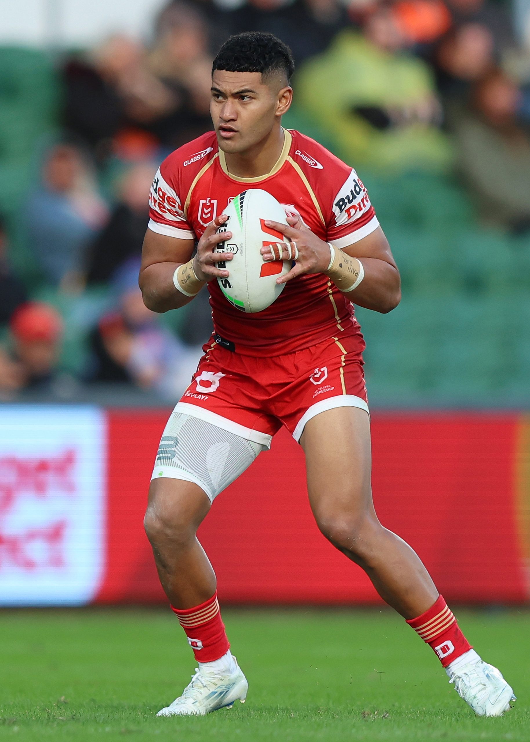 Isaiya Katoa of the Dolphins in action during the round 16 NRL match between Dolphins and Newcastle Knights at HBF Park, on June 21, 2025, in Perth, Australia. (Photo by Janelle St Pierre/Getty Images)