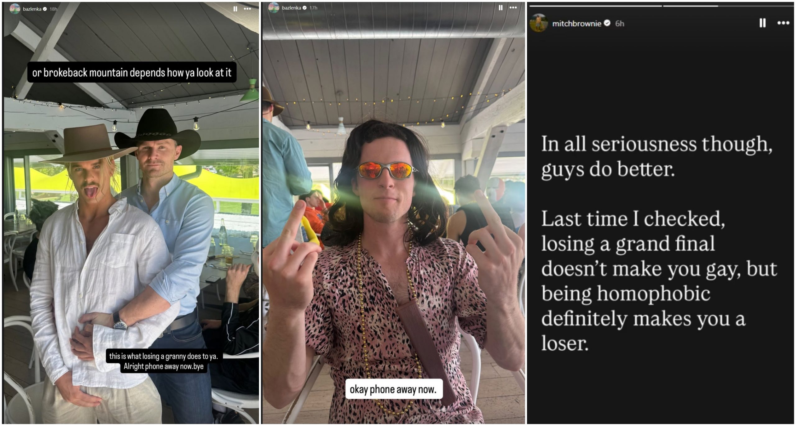 Bailey Smith's Instagram posts and Mitch Brown's response.