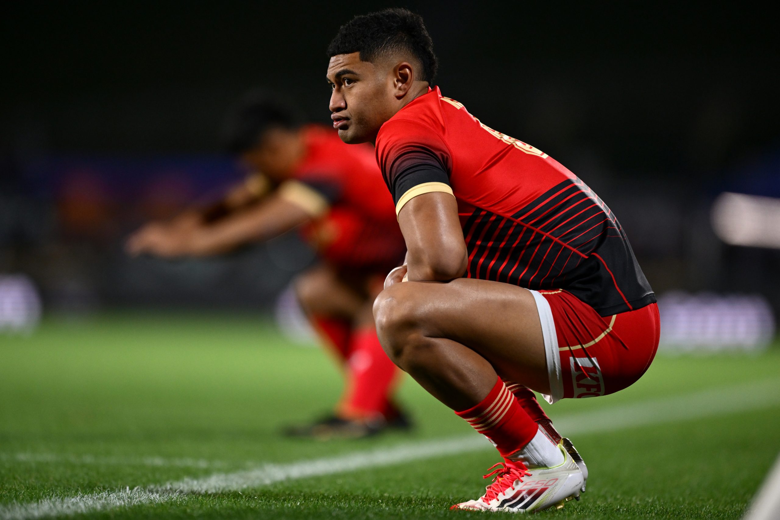 Isaiya Katoa of the Dolphins warms up.