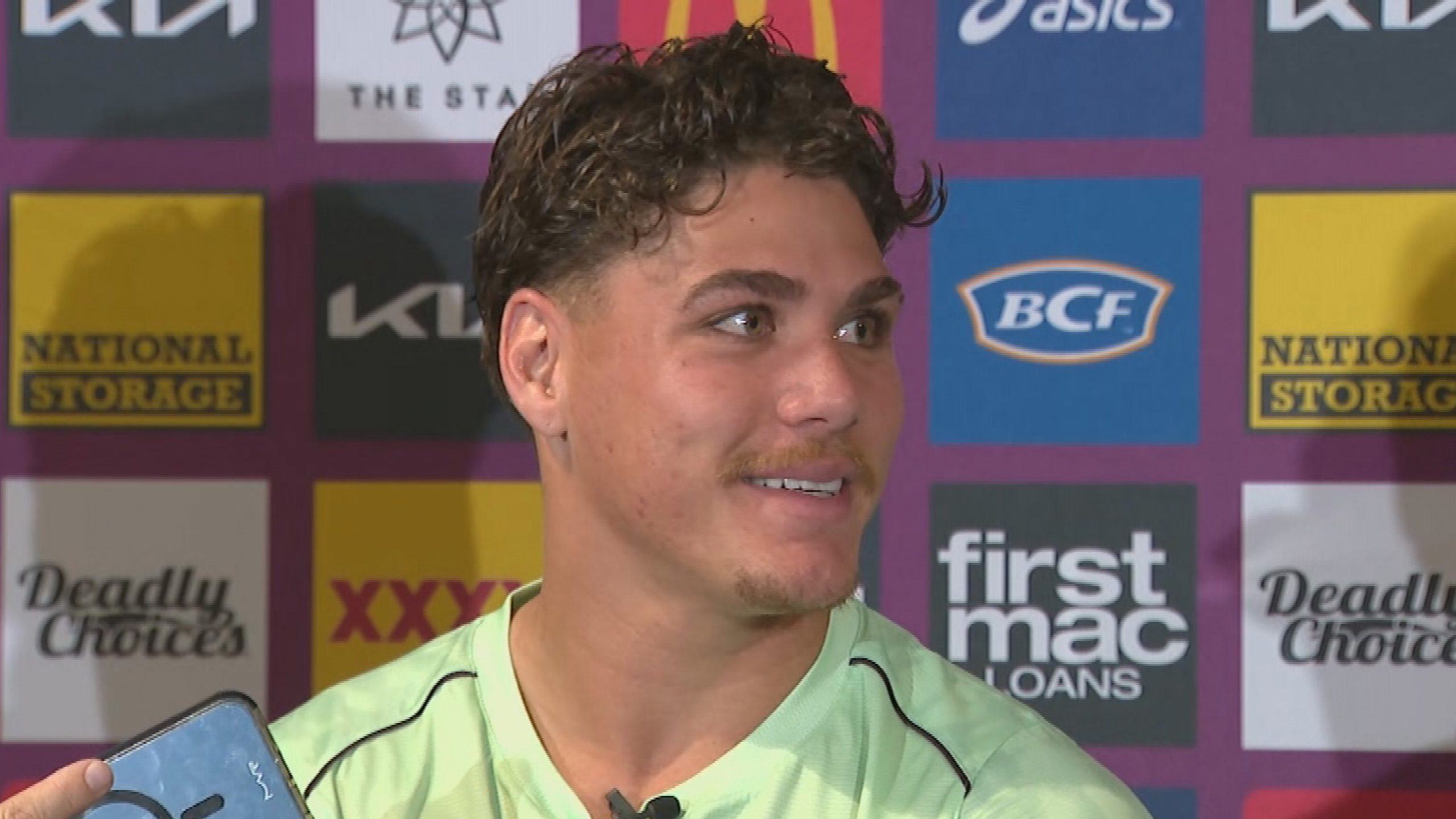 Reece Walsh speaks to media ahead of the preliminary final.