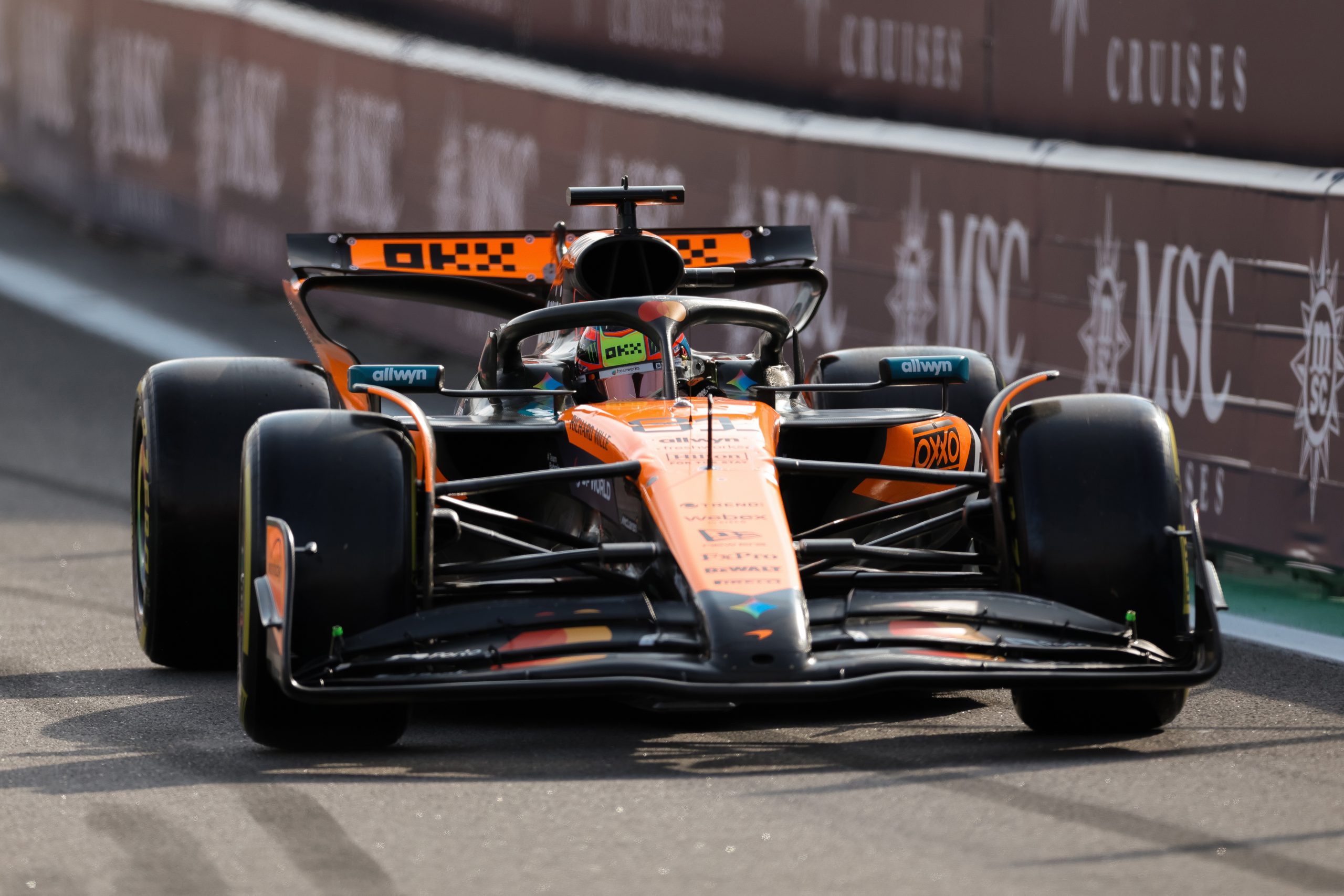 McLaren driver Oscar Piastri heads out during sprint qualifying for the Brazilian Grand Prix.