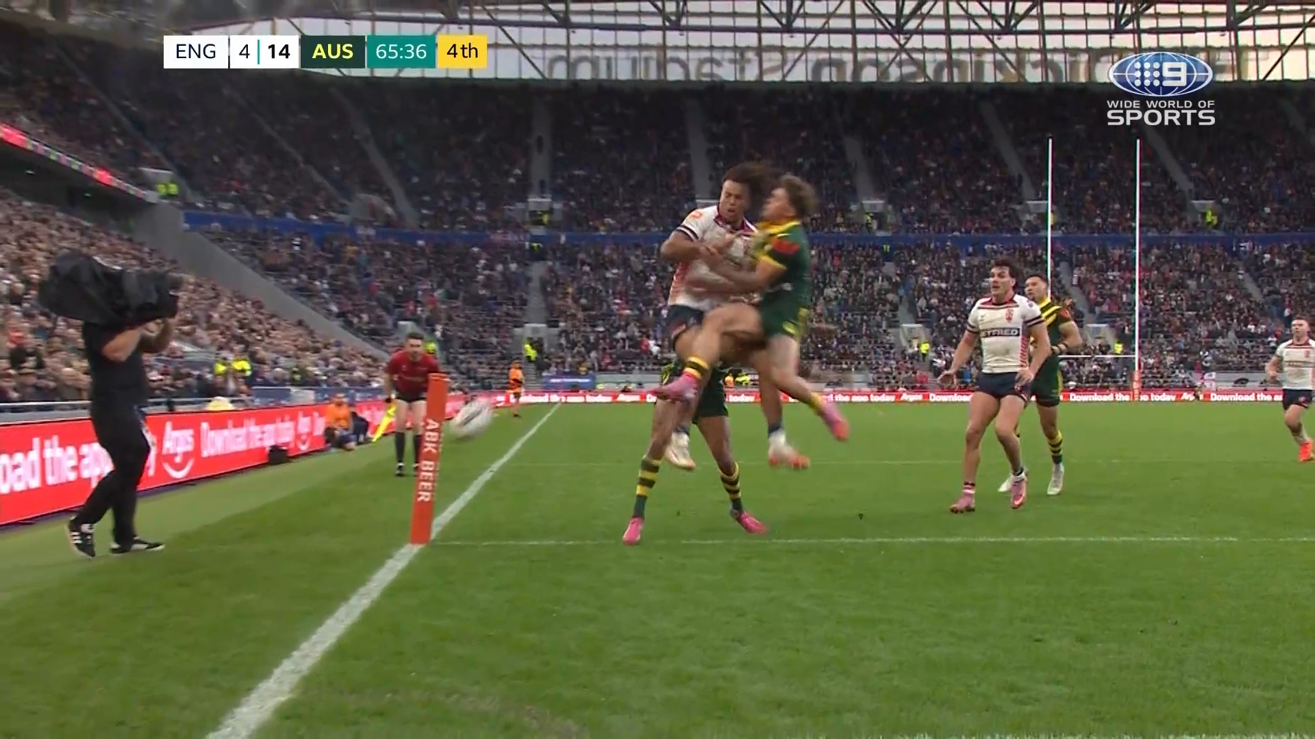 Walsh receives yellow card for aerial contest 