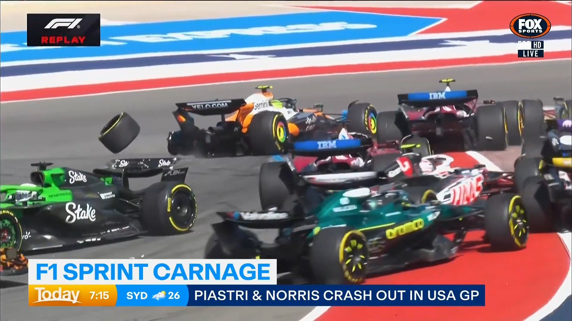 Piastri, Norris crash out in chaotic US Sprint start