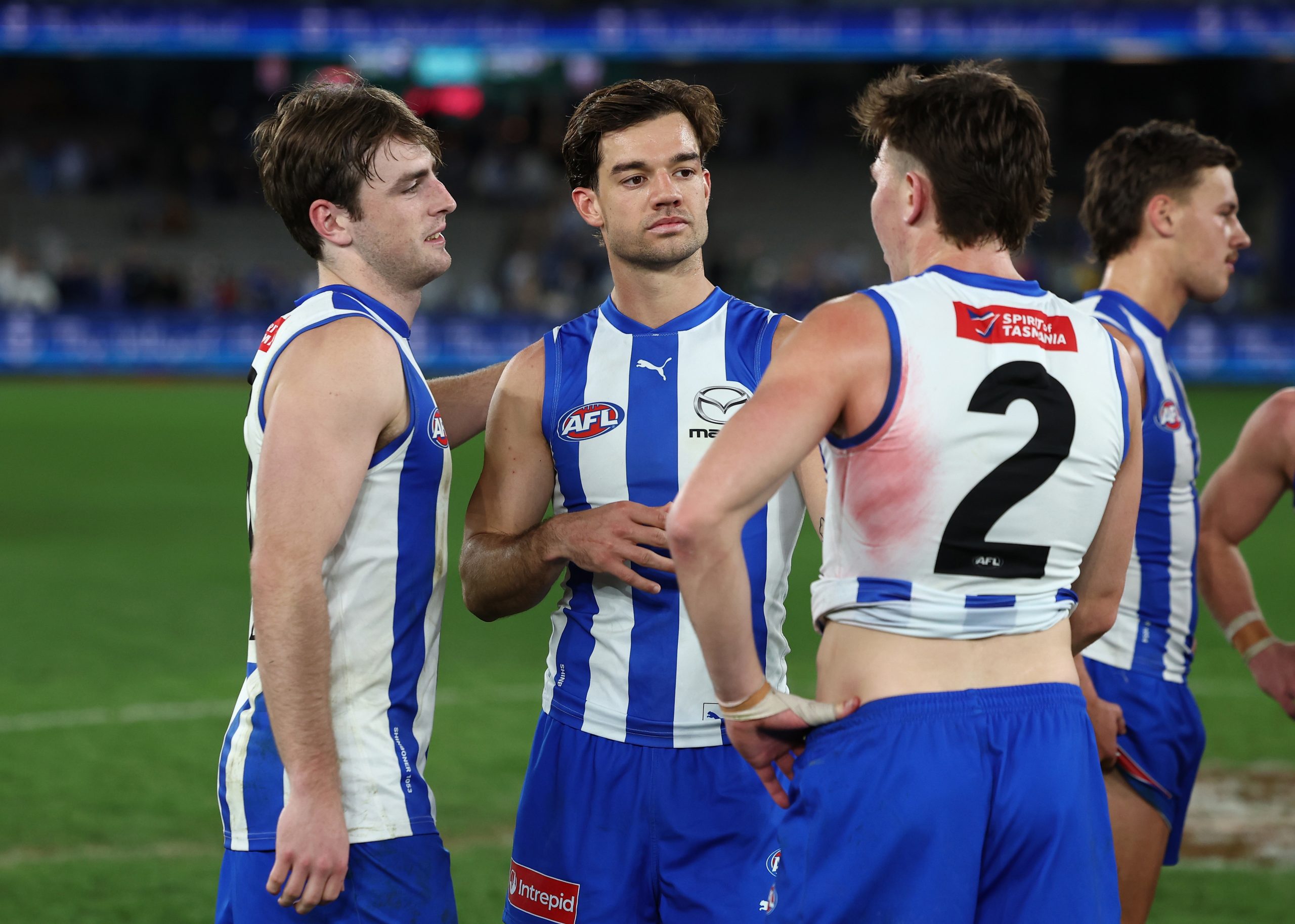 George Wardlaw, Jy Simpkin and Finn O'Sullivan of the Kangaroos.