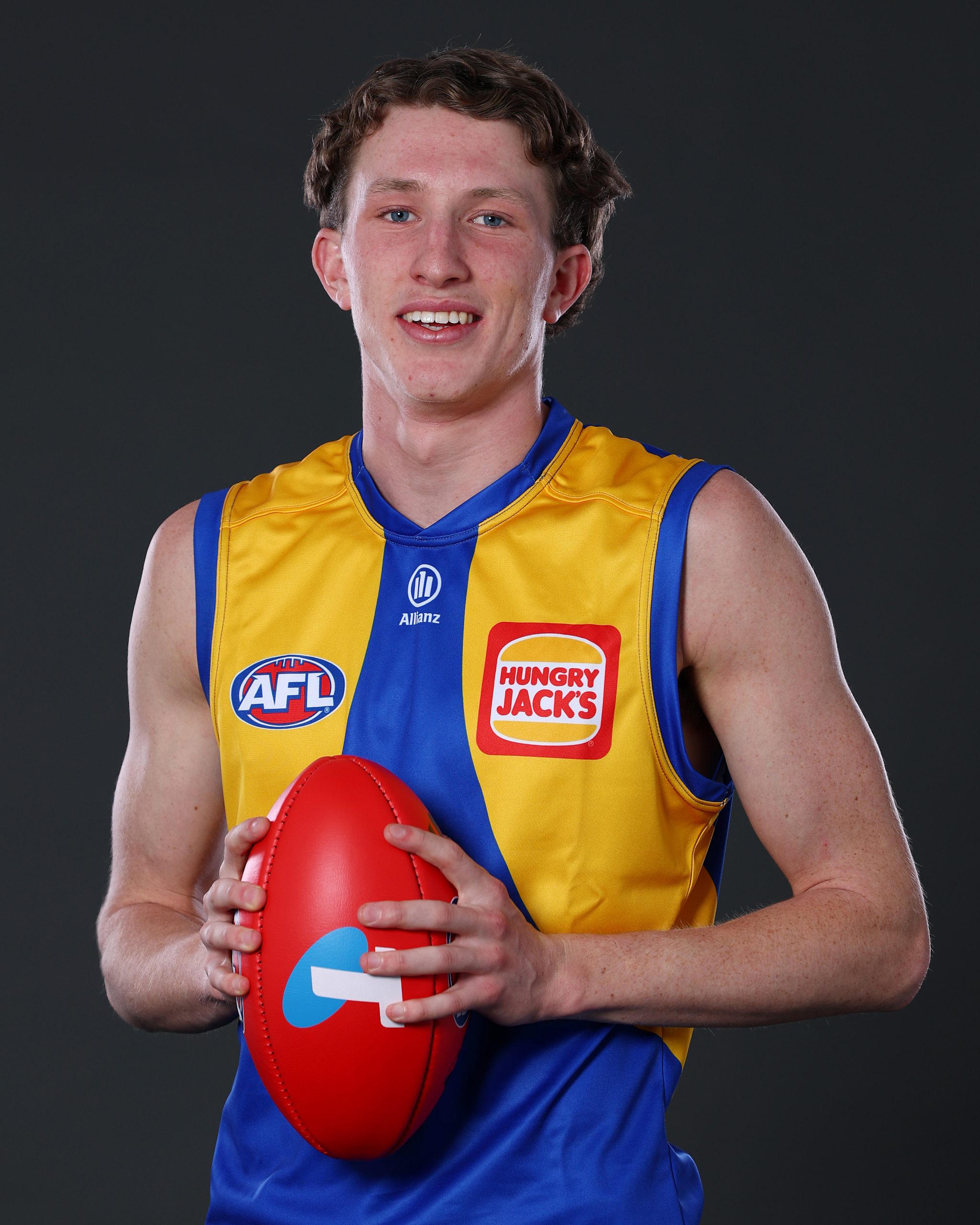 Willem Duursma poses after being selected by the Eagles as part of the 2025 AFL Draft.