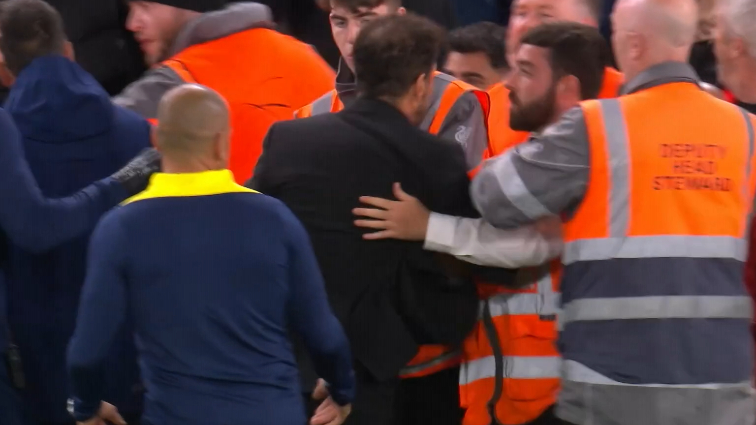 Simeone sent off after confronting fans