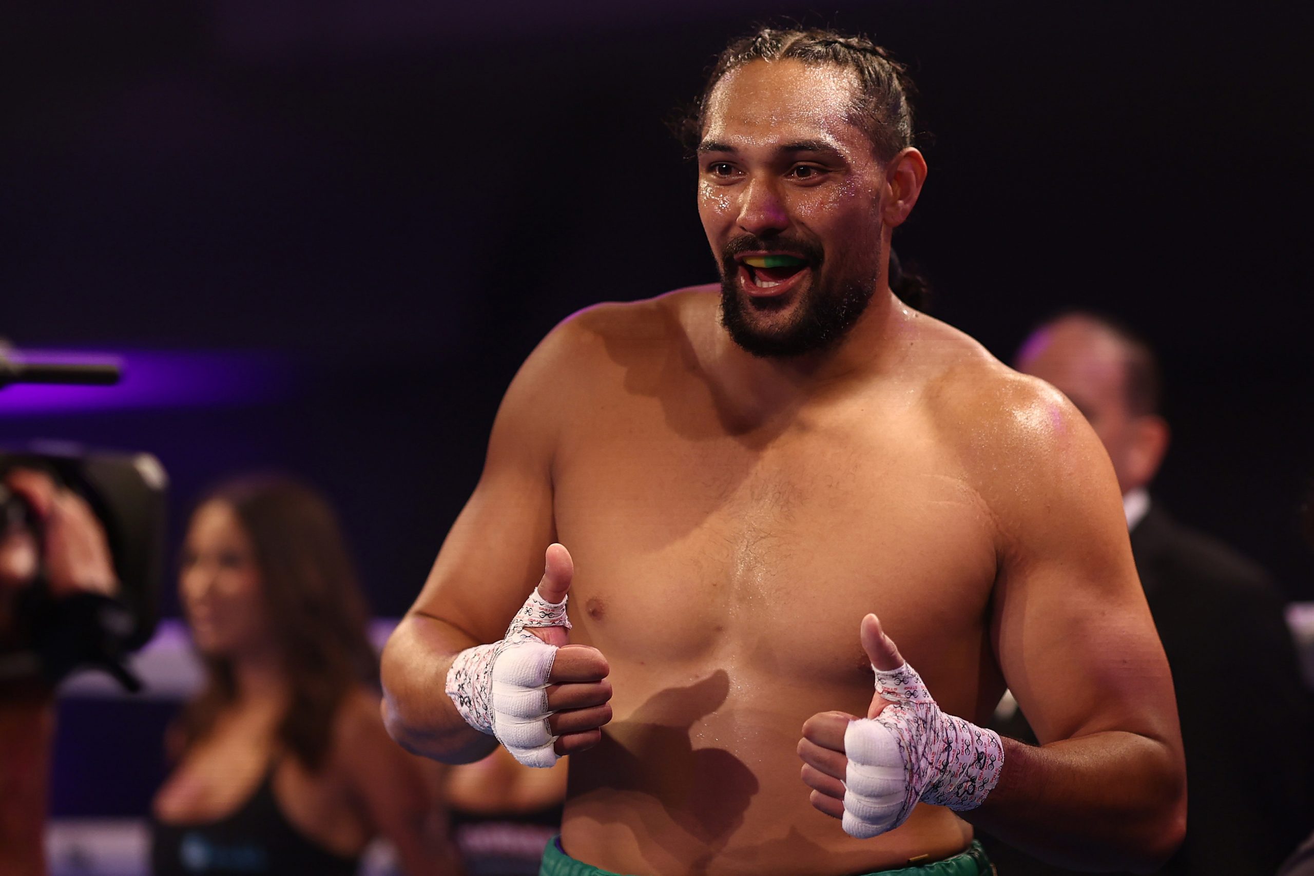 MELBOURNE, AUSTRALIA - APRIL 29: Teremoana Teremoana enters ahead of the Heavyweight bout at Melbourne Pavilion Bowie Tupou on April 29, 2026 in Melbourne, Australia. (Photo by Morgan Hancock/Getty Images)