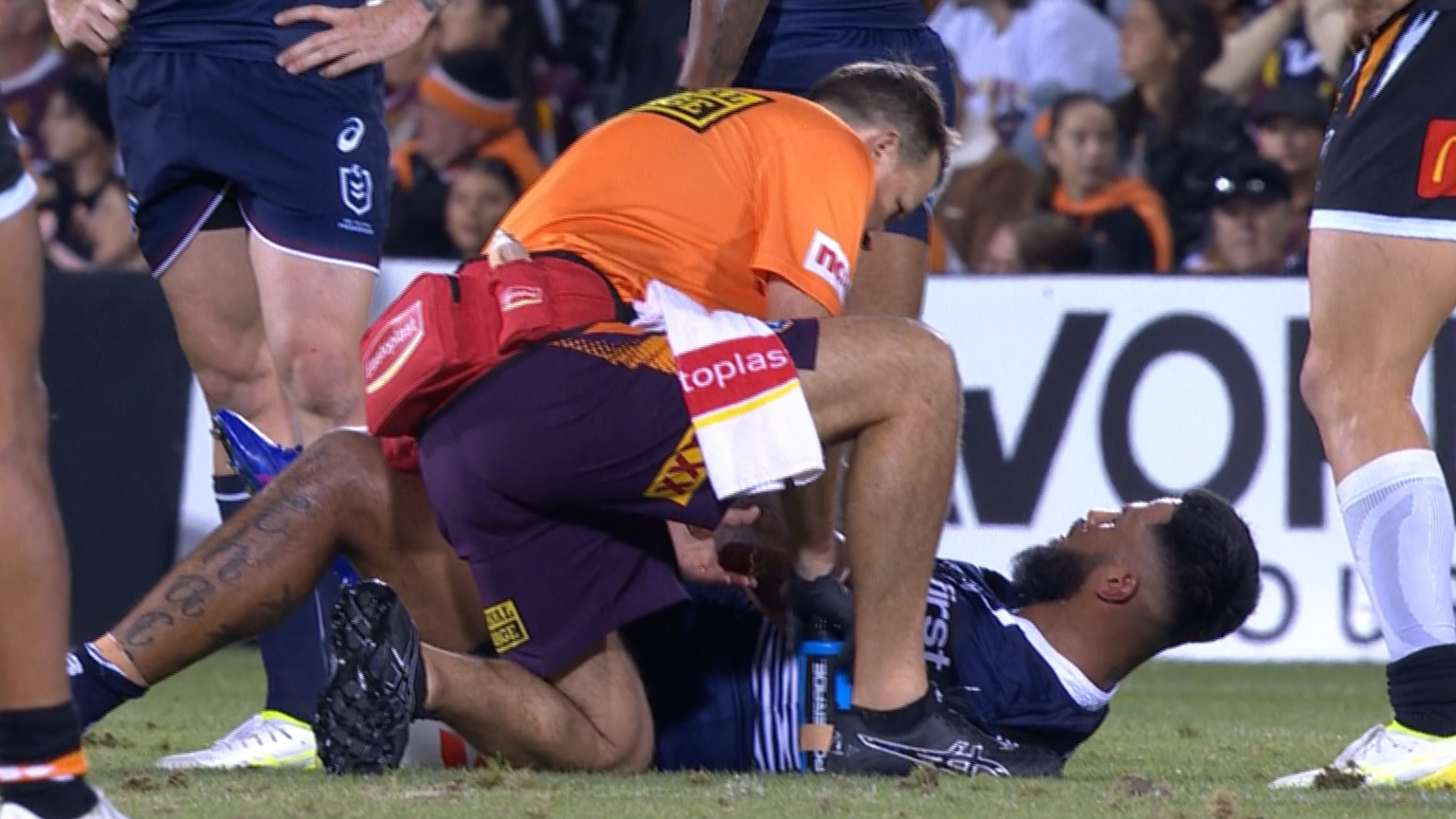 Haas goes down with knee injury