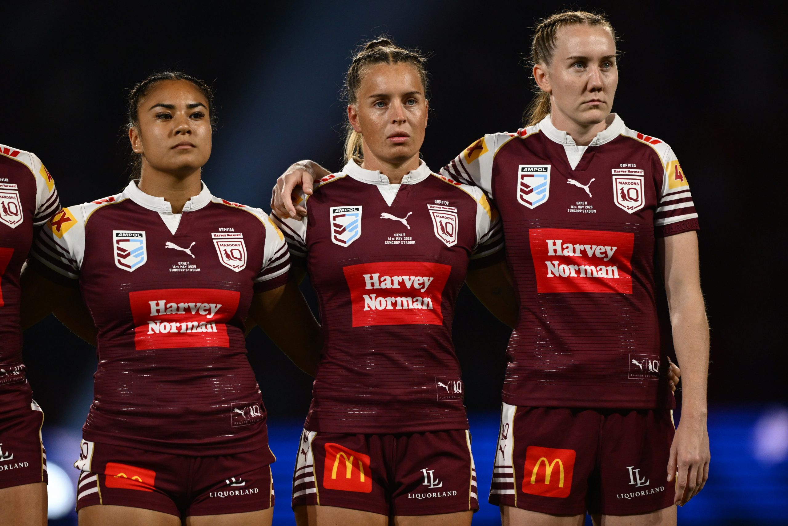 Maroons players during game two of the Women's State of Origin series.